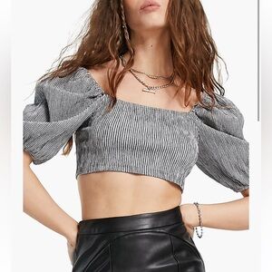 Topshop puff sleeve crop top
